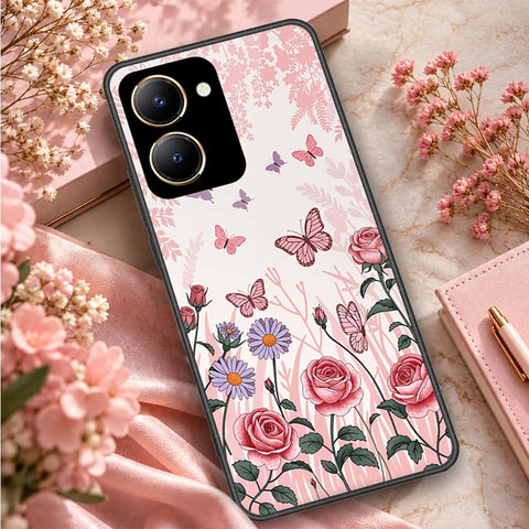 Vivo Y27s Cover - ONation Botanical Bloom Series - HQ Ultra Shine Premium Infinity Glass Soft Silicon Borders Case