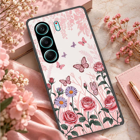 Tecno Camon 40 Pro 5G Cover - ONation Botanical Bloom Series - HQ Ultra Shine Premium Infinity Glass Soft Silicon Borders Case