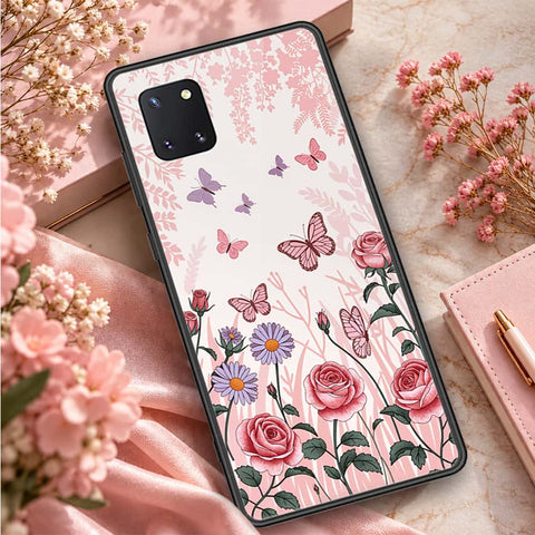Samsung Galaxy A81 Cover - ONation Botanical Bloom Series - HQ Ultra Shine Premium Infinity Glass Soft Silicon Borders Case