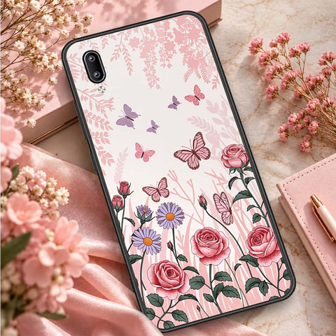 Vivo Y91 (Without Logo Hole) Cover - ONation Botanical Bloom Series - HQ Ultra Shine Premium Infinity Glass Soft Silicon Borders Case