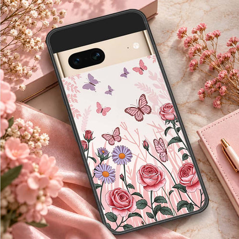 Google Pixel 7 Cover - ONation Botanical Bloom Series - HQ Ultra Shine Premium Infinity Glass Soft Silicon Borders Case