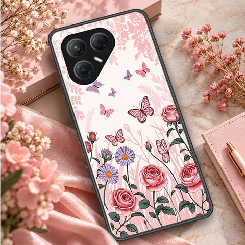 Tecno Pova 7 4G Cover - ONation Botanical Bloom Series - HQ Ultra Shine Premium Infinity Glass Soft Silicon Borders Case