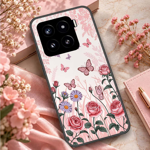 Xiaomi 15 Cover - ONation Botanical Bloom Series - HQ Ultra Shine Premium Infinity Glass Soft Silicon Borders Case