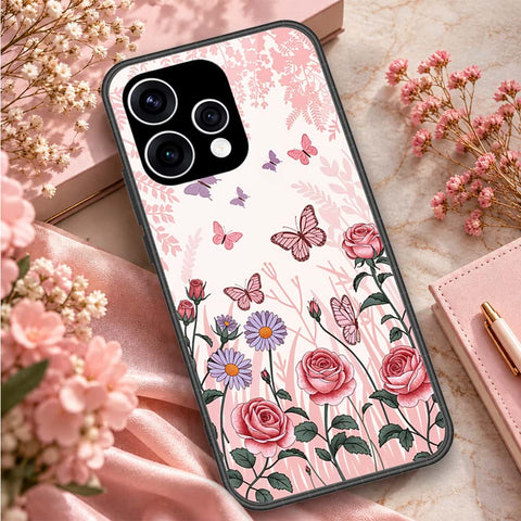 Oppo Reno 15 Cover - ONation Botanical Bloom Series - HQ Ultra Shine Premium Infinity Glass Soft Silicon Borders Case
