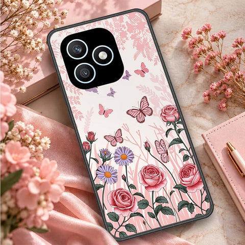 Honor X8d Cover - ONation Botanical Bloom Series - HQ Ultra Shine Premium Infinity Glass Soft Silicon Borders Case
