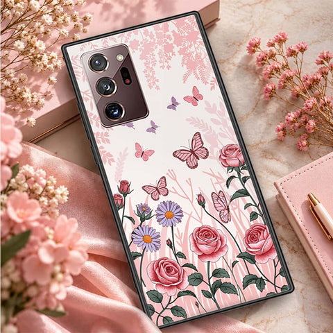 Samsung Galaxy Note 20 Ultra Cover - ONation Botanical Bloom Series - HQ Ultra Shine Premium Infinity Glass Soft Silicon Borders Case