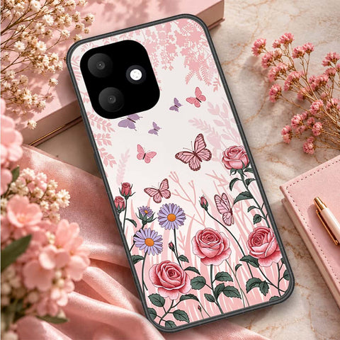 Oppo A6c Cover - ONation Botanical Bloom Series - HQ Ultra Shine Premium Infinity Glass Soft Silicon Borders Case