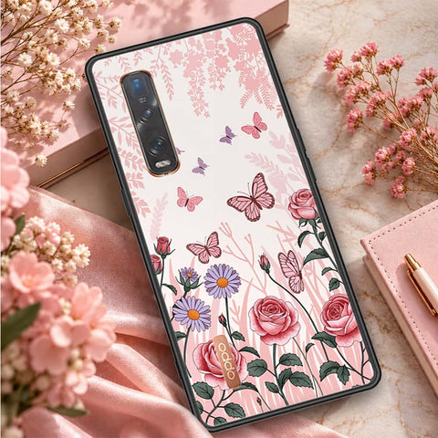 Oppo Find X2 Pro Cover - ONation Botanical Bloom Series - HQ Ultra Shine Premium Infinity Glass Soft Silicon Borders Case