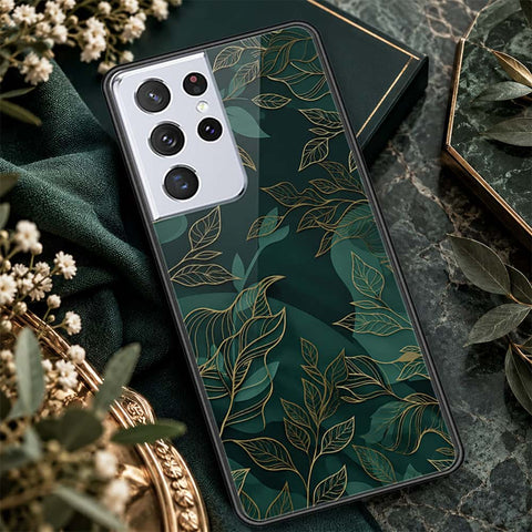 Samsung Galaxy S21 Ultra 5G Cover - ONation Botanical Bloom Series - HQ Ultra Shine Premium Infinity Glass Soft Silicon Borders Case