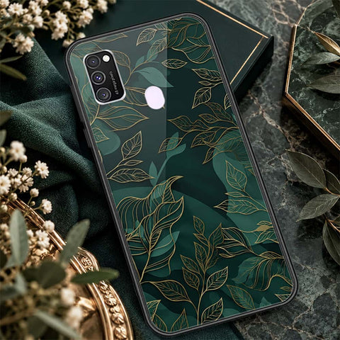 Samsung Galaxy M21 Cover - ONation Botanical Bloom Series - HQ Ultra Shine Premium Infinity Glass Soft Silicon Borders Case