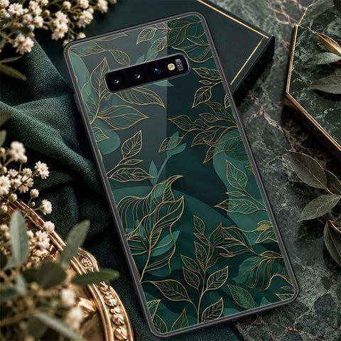 Samsung Galaxy S10 Plus Cover - ONation Botanical Bloom Series - HQ Ultra Shine Premium Infinity Glass Soft Silicon Borders Case