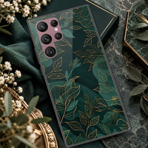 Samsung Galaxy S22 Ultra 5G Cover - ONation Botanical Bloom Series - HQ Ultra Shine Premium Infinity Glass Soft Silicon Borders Case
