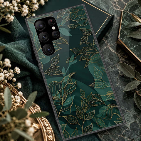 Samsung Galaxy S23 Ultra 5G Cover - ONation Botanical Bloom Series - HQ Ultra Shine Premium Infinity Glass Soft Silicon Borders Case