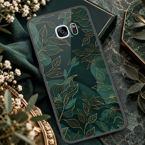 Samsung Galaxy S7 Edge Cover - ONation Botanical Bloom Series - HQ Ultra Shine Premium Infinity Glass Soft Silicon Borders Case