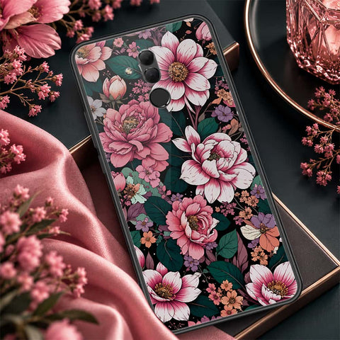 Huawei Mate 20 Lite Cover - ONation Botanical Bloom Series - HQ Ultra Shine Premium Infinity Glass Soft Silicon Borders Case