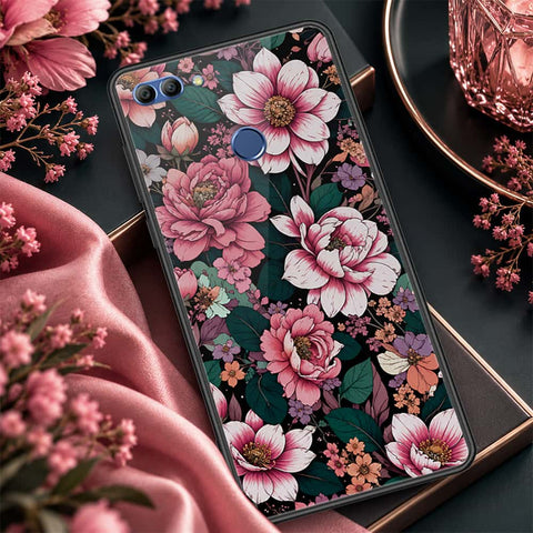Huawei Y9 Prime 2018 Cover - ONation Botanical Bloom Series - HQ Ultra Shine Premium Infinity Glass Soft Silicon Borders Case