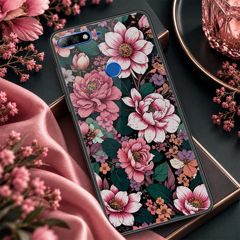 Huawei Y7 Prime 2018 Cover - ONation Botanical Bloom Series - HQ Ultra Shine Premium Infinity Glass Soft Silicon Borders Case