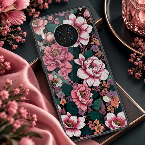 Huawei Mate 30 Cover - ONation Botanical Bloom Series - HQ Ultra Shine Premium Infinity Glass Soft Silicon Borders Case