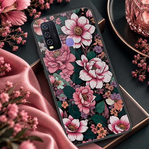 Vivo Y30 Cover - ONation Botanical Bloom Series - HQ Ultra Shine Premium Infinity Glass Soft Silicon Borders Case