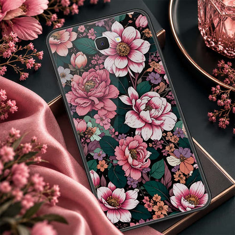 Samsung Galaxy J7 Prime Cover - ONation Botanical Bloom Series - HQ Ultra Shine Premium Infinity Glass Soft Silicon Borders Case