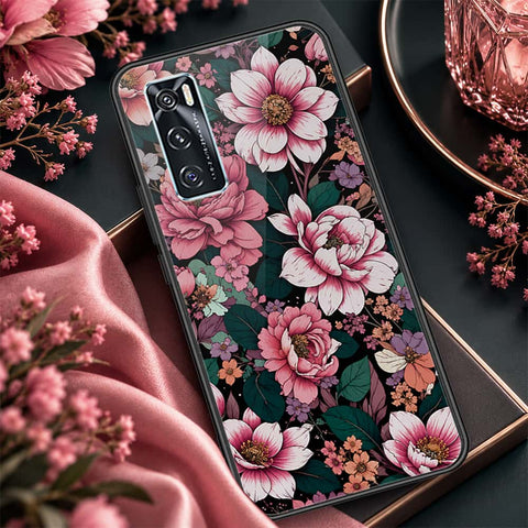 Vivo V20 SE Cover - ONation Botanical Bloom Series - HQ Ultra Shine Premium Infinity Glass Soft Silicon Borders Case