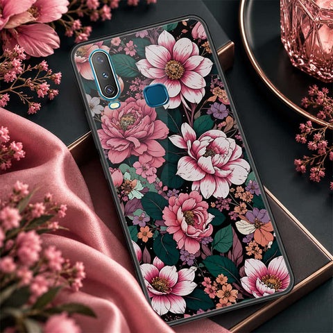 Vivo Y12 Cover - ONation Botanical Bloom Series - HQ Ultra Shine Premium Infinity Glass Soft Silicon Borders Case