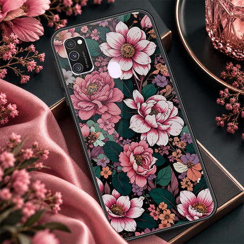 Samsung Galaxy M30s Cover - ONation Botanical Bloom Series - HQ Ultra Shine Premium Infinity Glass Soft Silicon Borders Case