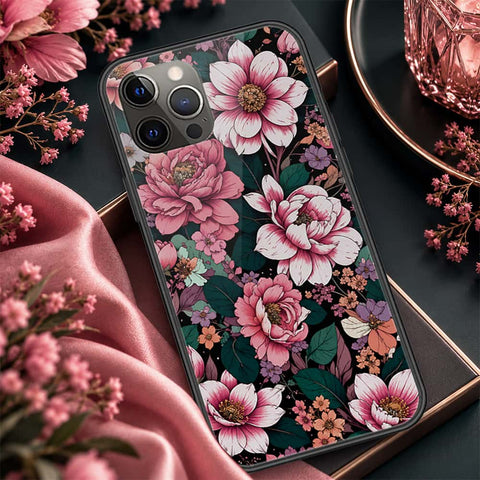 iPhone 12 Pro Max - ONation Botanical Bloom Series - HQ Ultra Shine Premium Infinity Glass Soft Silicon Borders Case