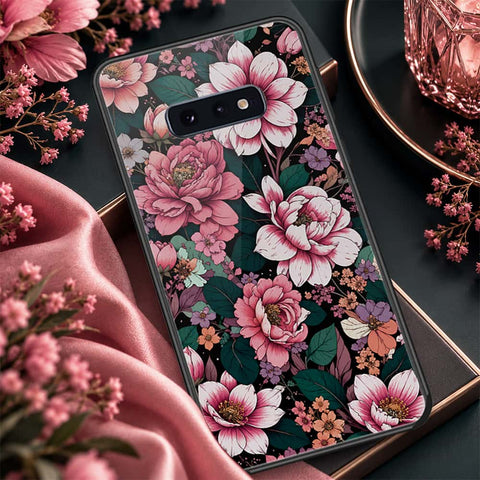 Samsung Galaxy S10e Cover - ONation Botanical Bloom Series - HQ Ultra Shine Premium Infinity Glass Soft Silicon Borders Case