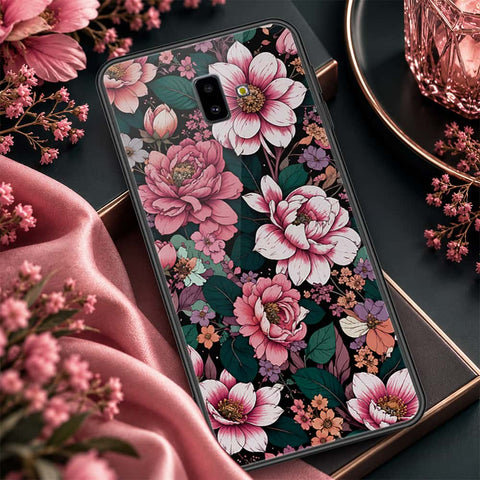 Samsung Galaxy J6 Prime Cover - ONation Botanical Bloom Series - HQ Ultra Shine Premium Infinity Glass Soft Silicon Borders Case