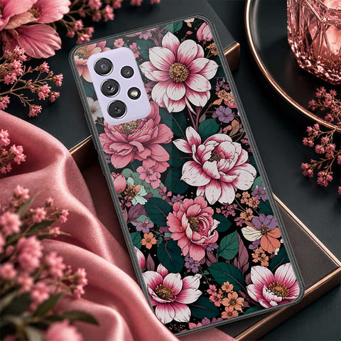 Samsung Galaxy A72 Cover - ONation Botanical Bloom Series - HQ Ultra Shine Premium Infinity Glass Soft Silicon Borders Case