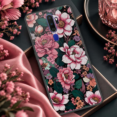 Oppo A5 2020 Cover - ONation Botanical Bloom Series - HQ Ultra Shine Premium Infinity Glass Soft Silicon Borders Case