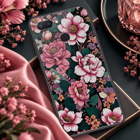 Xiaomi Mi 8 Lite Cover - ONation Botanical Bloom Series - HQ Ultra Shine Premium Infinity Glass Soft Silicon Borders Case