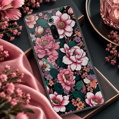 Xiaomi Mi 9T Cover - ONation Botanical Bloom Series - HQ Ultra Shine Premium Infinity Glass Soft Silicon Borders Case
