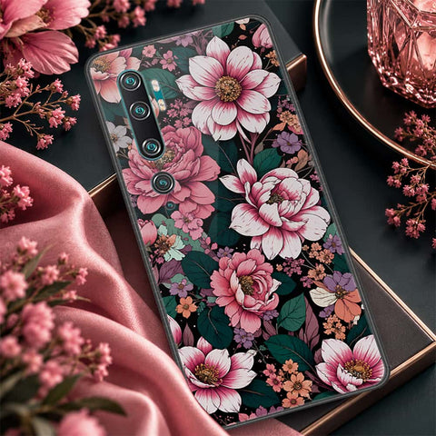 Xiaomi Mi CC9 Pro Cover - ONation Botanical Bloom Series - HQ Ultra Shine Premium Infinity Glass Soft Silicon Borders Case