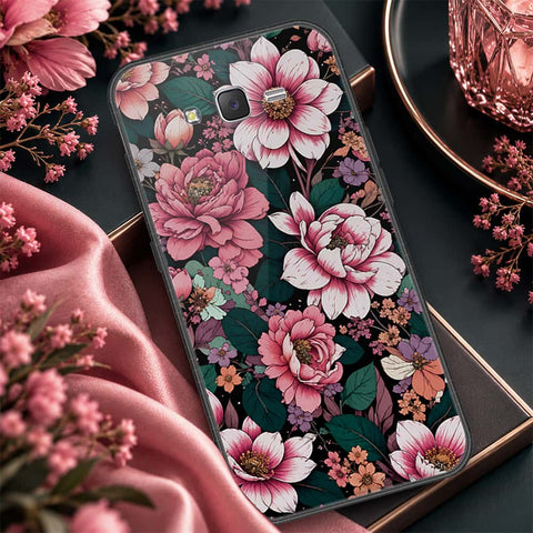 Samsung Galaxy J7 2015 Cover - ONation Botanical Bloom Series - HQ Ultra Shine Premium Infinity Glass Soft Silicon Borders Case