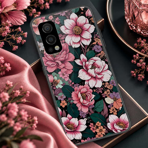 OnePlus Nord 2 Cover - ONation Botanical Bloom Series - HQ Ultra Shine Premium Infinity Glass Soft Silicon Borders Case