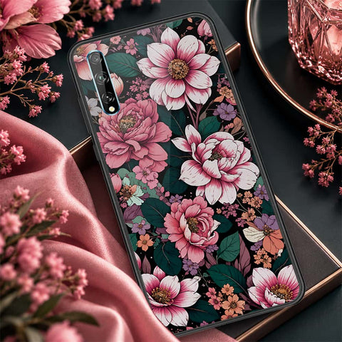 Huawei Y8p Cover - ONation Botanical Bloom Series - HQ Ultra Shine Premium Infinity Glass Soft Silicon Borders Case