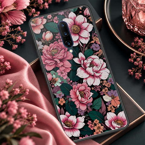 OnePlus 7 Pro Cover - ONation Botanical Bloom Series - HQ Ultra Shine Premium Infinity Glass Soft Silicon Borders Case