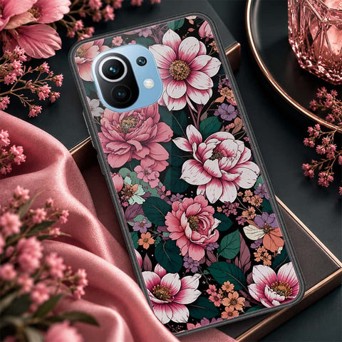 Xiaomi Mi 11 Cover - ONation Botanical Bloom Series - HQ Ultra Shine Premium Infinity Glass Soft Silicon Borders Case