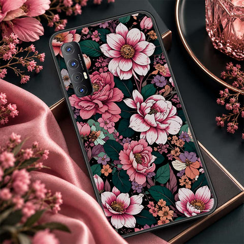 Oppo Reno 3 Pro Cover - ONation Botanical Bloom Series - HQ Ultra Shine Premium Infinity Glass Soft Silicon Borders Case