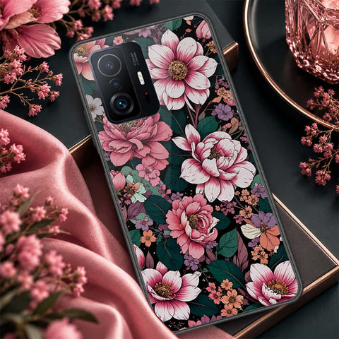 Xiaomi 11T Cover - ONation Botanical Bloom Series - HQ Ultra Shine Premium Infinity Glass Soft Silicon Borders Case