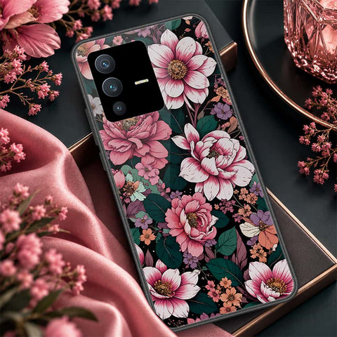 Vivo V23 5G Cover - ONation Botanical Bloom Series - HQ Ultra Shine Premium Infinity Glass Soft Silicon Borders Case