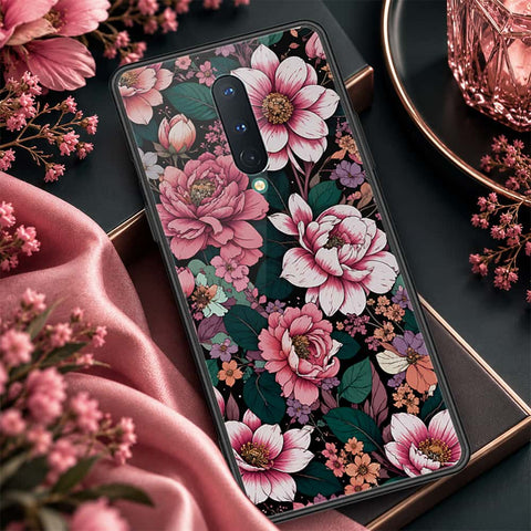 OnePlus 8 Cover - ONation Botanical Bloom Series - HQ Ultra Shine Premium Infinity Glass Soft Silicon Borders Case