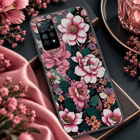 Xiaomi Redmi Note 11 Cover - ONation Botanical Bloom Series - HQ Ultra Shine Premium Infinity Glass Soft Silicon Borders Case