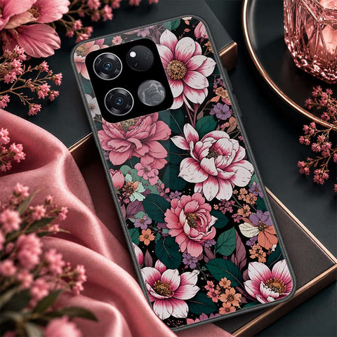 OnePlus Ace Racing Cover - ONation Botanical Bloom Series - HQ Ultra Shine Premium Infinity Glass Soft Silicon Borders Case