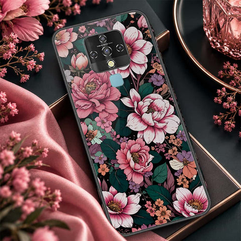 Tecno Camon 16 Cover - ONation Botanical Bloom Series - HQ Ultra Shine Premium Infinity Glass Soft Silicon Borders Case