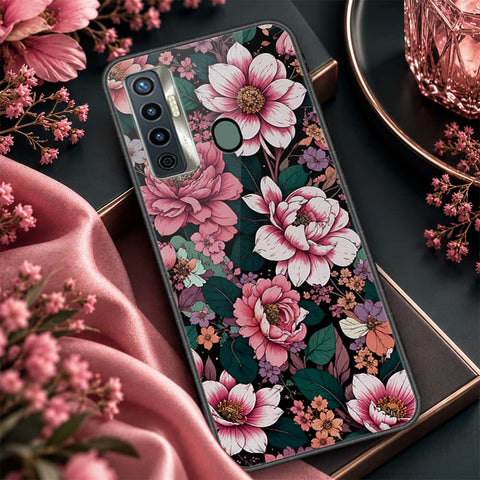 Tecno Camon 17 Cover - ONation Botanical Bloom Series - HQ Ultra Shine Premium Infinity Glass Soft Silicon Borders Case