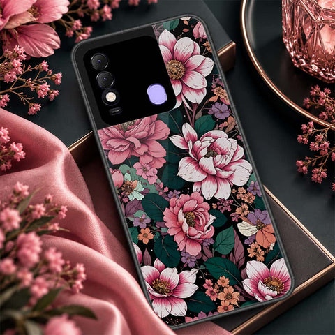 Tecno Spark 8 Cover - ONation Botanical Bloom Series - HQ Ultra Shine Premium Infinity Glass Soft Silicon Borders Case