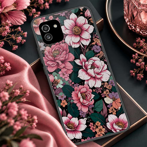 Samsung Galaxy A03 Cover - ONation Botanical Bloom Series - HQ Ultra Shine Premium Infinity Glass Soft Silicon Borders Case